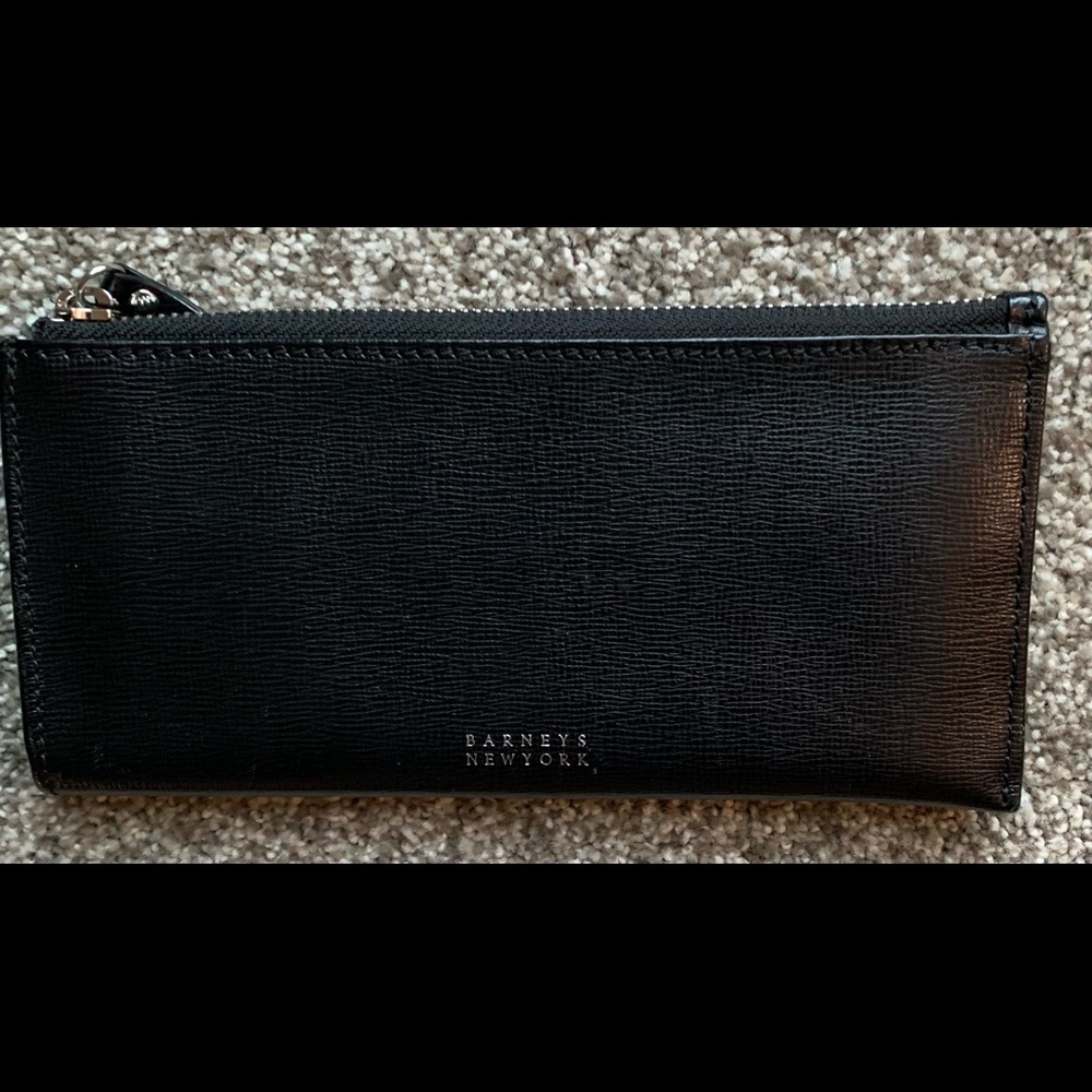 Barney’s New York Black Slim Top Zip Wallet